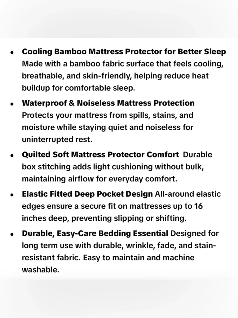Queen Size Bamboo Waterproof Mattress Protector with 16